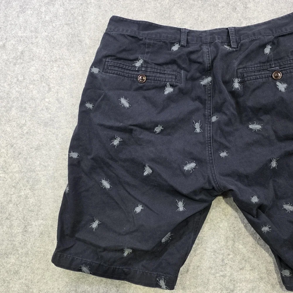 Barbour Shorts Mens 38 Blue Chino Embroidered Bug Animal Print 11‎ Inseam Cotton